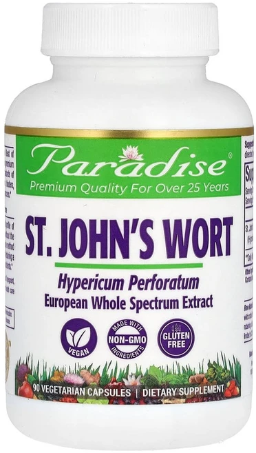 파라다이스허브 세인트존스워트 추출물 300mg 90 베지 캡슐 비건 허브 성요한풀, 90정, 1팩 - 쿠팡