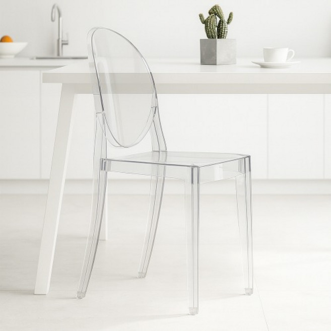 고스트 투명 플라스틱 카페 식탁 의자, 1개