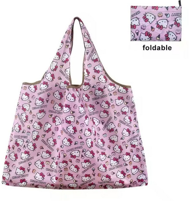 헬로키티 접이식 장바구니 휴대용 에코백 시장가방 답례품, 1개, 키티1