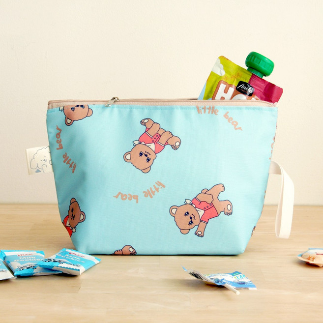 아이주 이유식 보냉 지퍼 파우치 항균 방수 보온 보냉 가방 쿨러백, 리틀베어