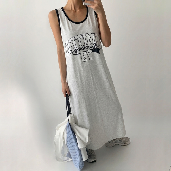 다미타니 국내제작 코튼 면 민소매 나시 롱 원피스 OCZ1028