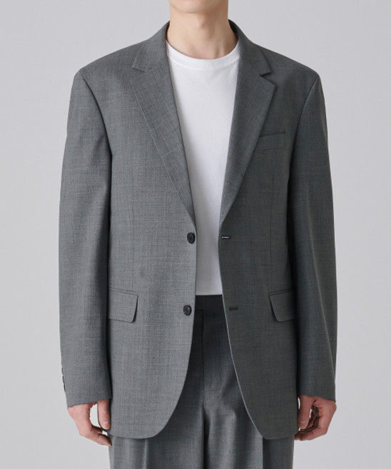 무신사 스탠다드 썸머울 릴렉스드 베이식 블레이저 미디엄 그레이 499148