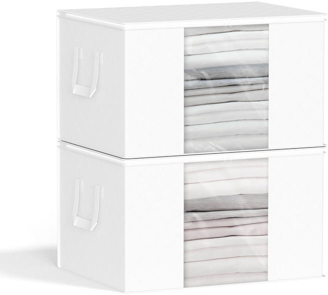 프리미엄 대용량 의류 리빙박스 이불 옷 정리 수납가방, 화이트, 2개