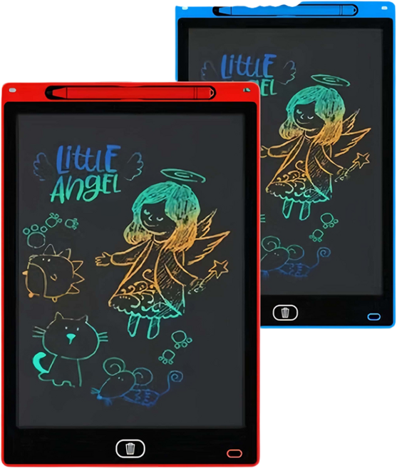 12吋兒童彩色電子繪畫板 柔性LCD螢幕 無藍光無輻射 附手寫筆 一鍵清除鎖屏, 1個, 12吋電子繪畫板(顏色隨機), 顏色隨機