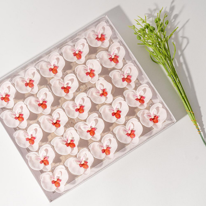 마음담은집 프리미엄 비누꽃 재료 서양난 25p+꽃대9p, 레드, 1개