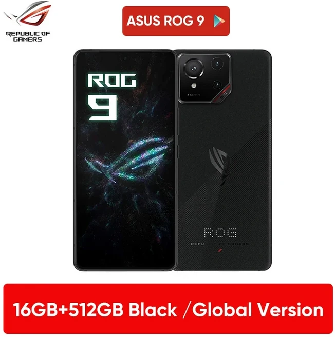 월드 프리미어 ASUS ROG Phone 9 5G 스마트폰 Snapdragon 8 Elite 6.78'' 185Hz AMOLED 디스플레이 ROG 9 P, 01 CHINA, 01 Official Standard, 06 16GB 512GB Black HK, 512GB