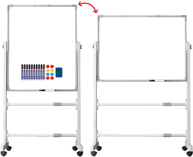 SeekFun 스탠드 화이트보드 양면 자석 칠판 높이조절 이동식 회전가능 600/900/1200/1500mm, 화이트