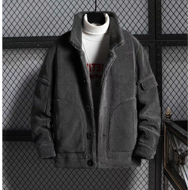 스웨이드 재킷 남성 플러스 벨벳 두꺼운 가을 겨울 모피 재킷 느슨한 대형 남성 양고기 면화 의류