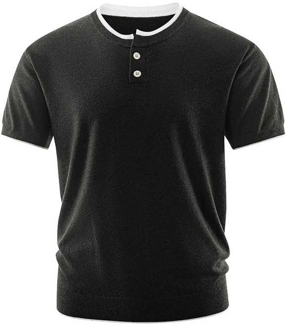 衣米倉 針織短袖上衣 圓領亨利衫