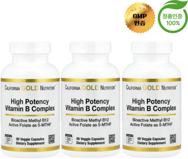 캘리포니아 골드 뉴트리션 고효능 비타민B 복합체 베지 캡슐 90정, 3개 - 쿠팡