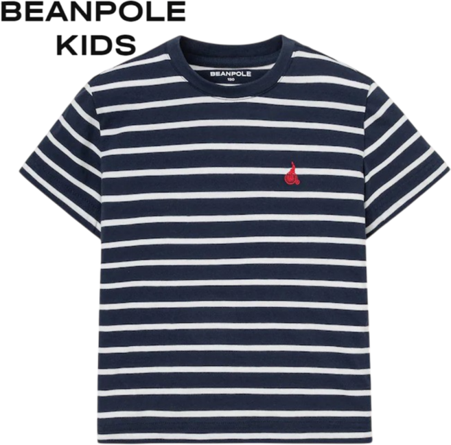 [매장발송] 빈폴키즈 공용 반팔 스트라이프 라운드티 등교 학원 여행 일상 시원한 봄 여름 상의