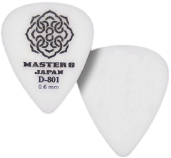 Master 8 日本製 D801系列 彈片 撥片 匹克, 1個, 白色 中水滴 0.6mm