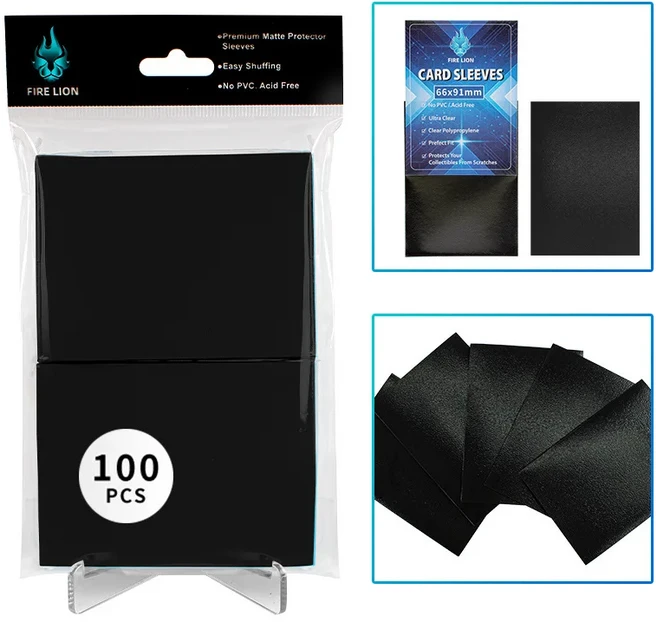 100/300개 카드 커버 66x91mm 무광 표준 사이즈 프로스트 슬리브 보호용 타로 게임 PKM TCG 트레이딩용, 02 100PCS, 03 Black
