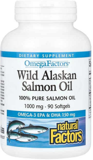 네추럴팩터스 오메가팩터 와일드 알라스칸 살몬 오일 1000mg 오메가-3 EPA & DHA 150mg 소프트젤, 90정, 1개 - 쿠팡