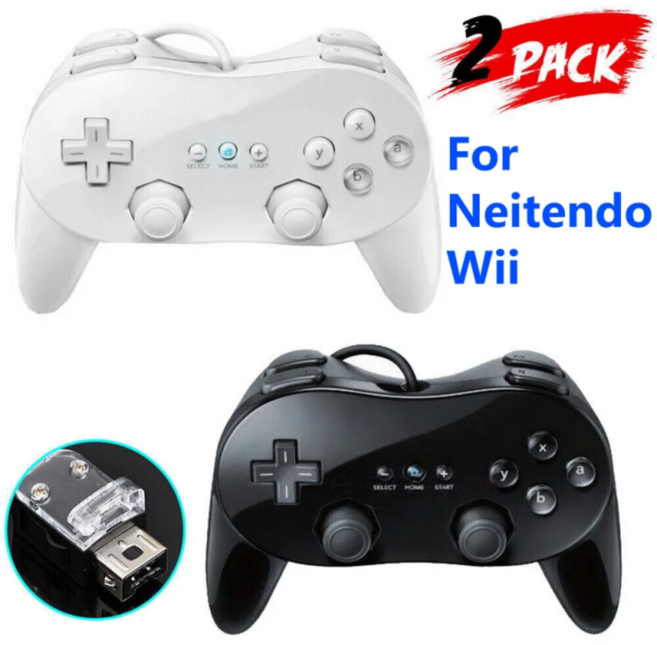 2세대 클래식 유선 게임 컨트롤러 Wii 패드 조이스틱 닌텐도 U와 호환, 1개, 블랙, 조이패드