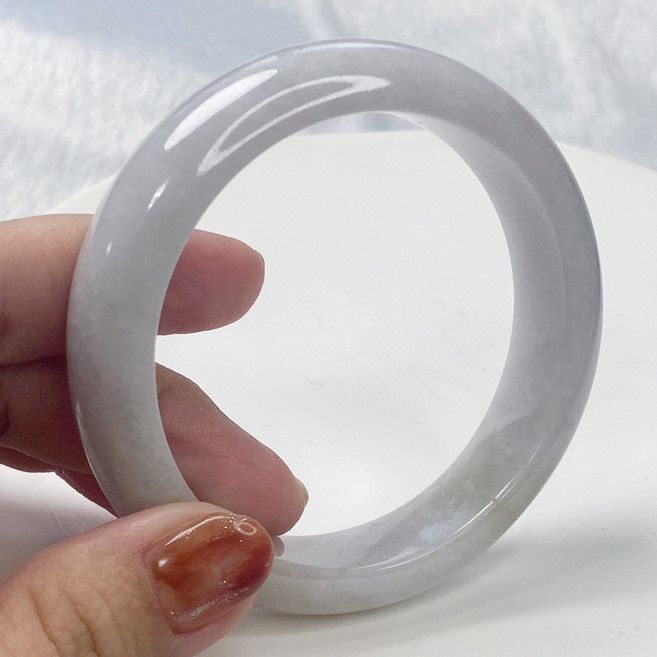 玉我翡翠 淡紫底細糯種翡翠玉鐲 57.0mm A貨女款手鐲