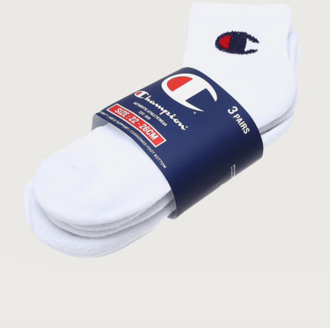 CHAMPION C로고 쿼터랭스삭스 3켤레 S White 200784
