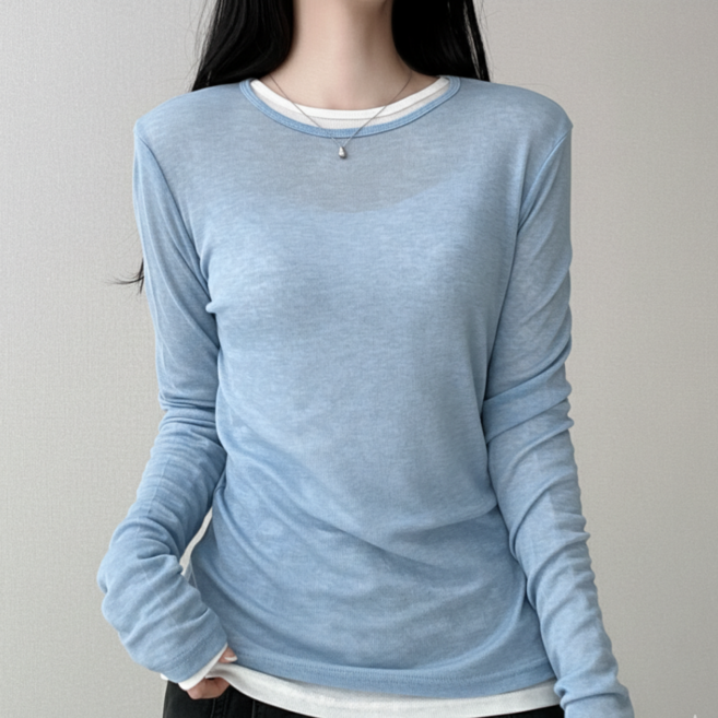 파츠 여성 레이어드 여리핏 긴팔