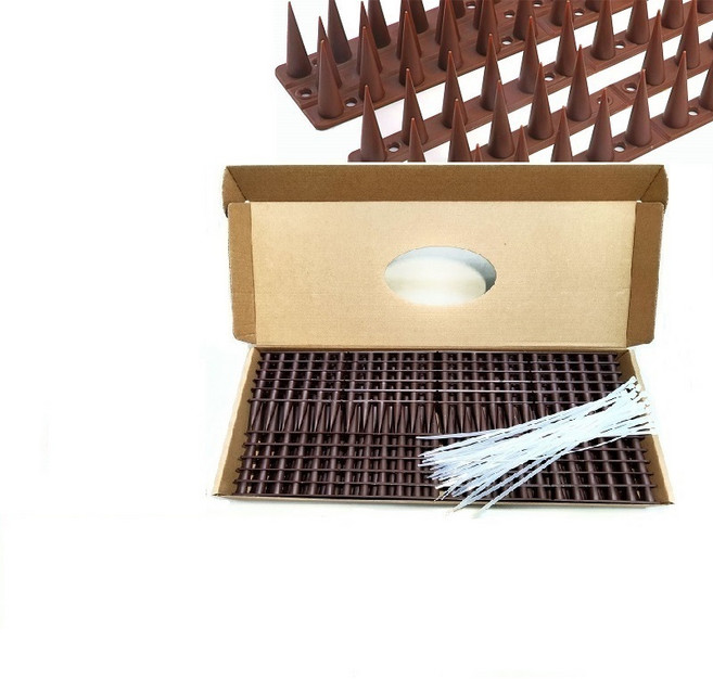 防鳥刺 驅鳥器 防止鳥類貓咪老鼠攀爬 適用於陽台欄杆, 棕色1盒12支, 1套