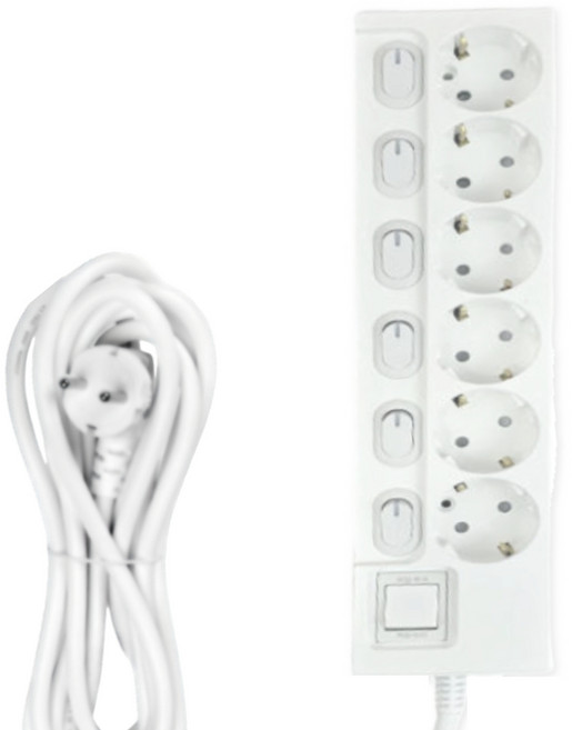 리빙라이팅 고용량 멀티탭 6구 16A 개별스위치 과부하차단 국내생산 KC인증, 1개, 6구 개별스위치, 1m