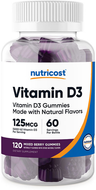뉴트리코스트 비타민 D3 구미 5000IU 120정 믹스드 베리맛, 단품, 1개