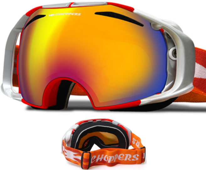 더블렌즈 교체형 폴리카본 안티포그 스키 스노우보드 보드 고글 용품, 쵸퍼스885레드/리보, 1개