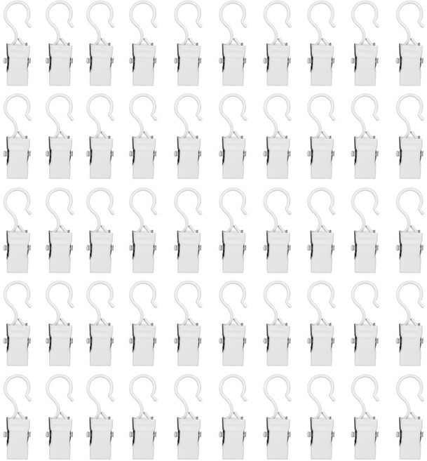 룸앤무드 커튼 레일 고리집게 네트망 다용도, 50개, 화이트