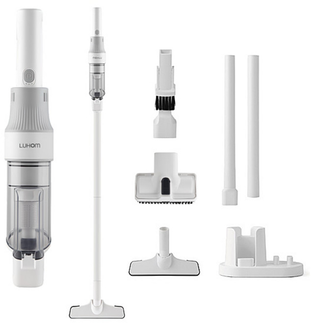 루홈 4in1 무선 청소기 가벼운 원룸청소기 스틱 핸디형 다양한 구성 2중 필터, 화이트, TV-25G01
