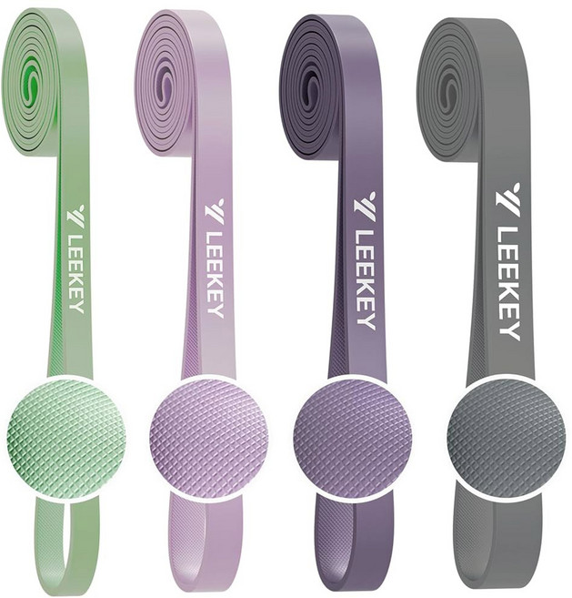 풀업 어시스턴스 및 전신 훈련을 위한 리키 저항 밴드 가정용 운동 가방 다단계 물리 근력 남성/여성, 6.8-56.7kg(15-125파운드) 그레이 퍼플, 1개, Leekey 15-125LBS GRAY PURPLR