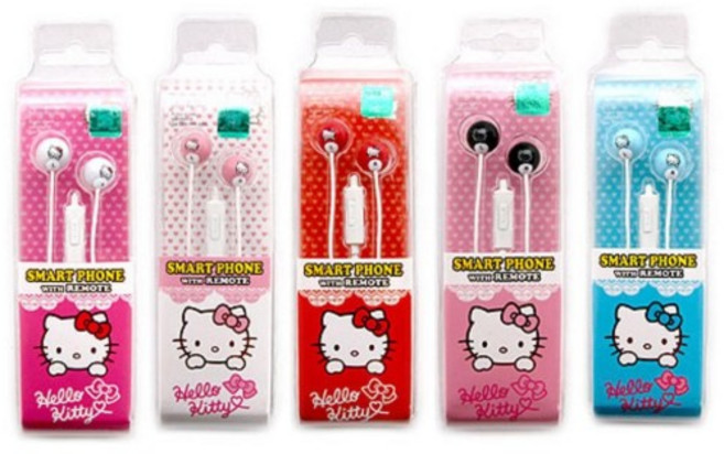 헬로우키티 캐릭터 커널형 이어폰 HES-100, 화이트