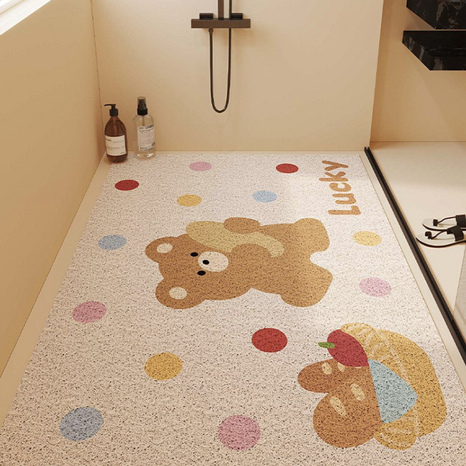 스피세프 욕실 물빠짐 미끄럼방지매트 화장실 욕실발매트, 1개, 카키색 곰