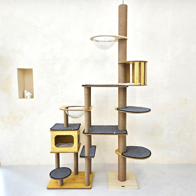 펫이랑 우드 캣폴타워 고양이 캣타워 숨숨집 스크래쳐 장난감, 1개