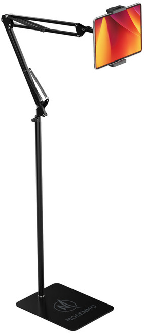 모센모 150cm 1단/2단 높이조절 스마트 패드&스마트폰 스탠드형 더블 스프링 자바라 거치대, MOS-JA1500A(무광 블랙), 1개