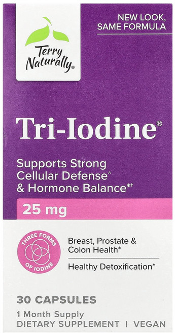 Terry Naturally Tri-Iodine® 25 mg 30 Capsules, 1개