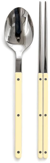 샤블랑 스텐 304 한식 신혼 부부 수저세트 숟가락 젓가락 세트, 1세트, 숟가락1개+젓가락1쌍, 버터 옐로우