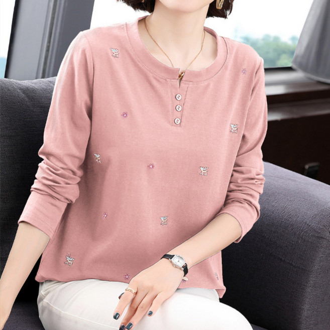 소랜디 60대 엄마옷 중년 여성 긴팔 꽃무늬 티셔츠