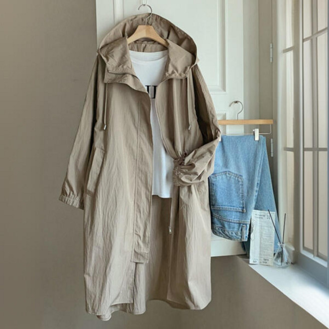 롱야상 키큰녀 봄점퍼 검정 바스락 후드집업