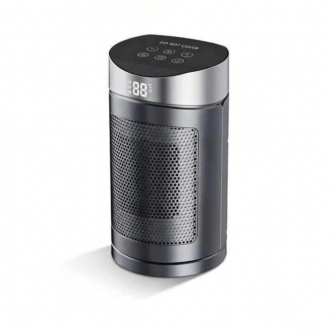 PYHO 공간을 따뜻하게 미니 온풍기 안전한 저소음 PTC 전기 히터, 블랙, 1개