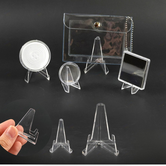 미니 소형 투명 아크릴 이젤 받침대 랙 거치대 스탠드 받침 홀더 꽂이 보관대 동전 포카 디피 전시대, A_소