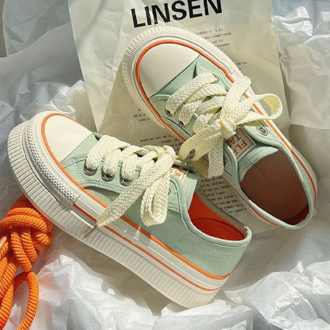 BLACK K7 여성 패션 발편한 캔버스화 통굽 스니커즈 단화