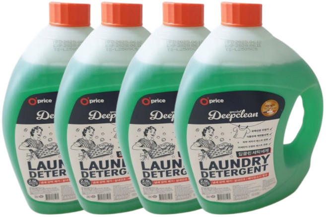 오프라이스 딥클린 베이킹소다 플로럴향 실내건조 액체 세탁세제 2.5L, 4박스