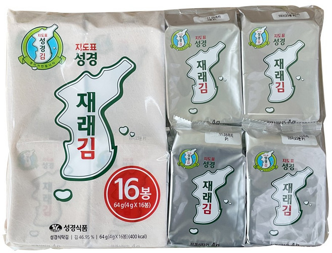 성경 재래식 도시락김 16단 4g x 128봉 (조미김) 알뜰실속구매, 64g, 8개