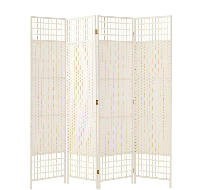 요고바라 인테리어 라탄 파티션 원목 칸막이 가리개 3~8단 단추가 가능, 3단, 사각화이트