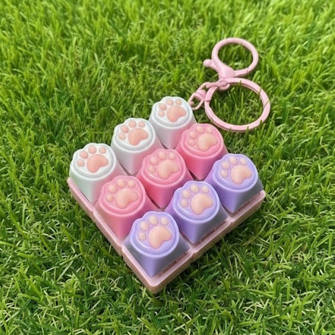 비전룸 고양이 9구 키캡키링, 회이트/핑크/퍼플, 1개