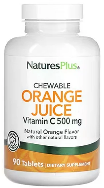 네이처스플러스 씹는 오렌지 주스 비타민 C 천연 오렌지 500mg, 1개, 90정 - 쿠팡