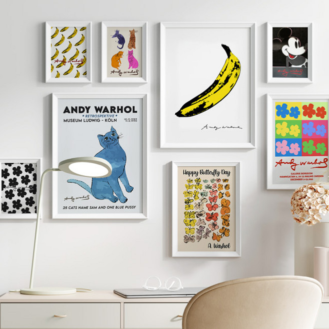 Andy Warhol 앤디 워홀 팝아트 그림 인테리어 명화 액자 거실 카페 대형 캔버스 포스터, 03번 앤디워홀 고양이들, 블랙