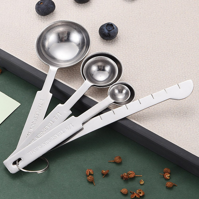 릴스베이 스텐304 계량스푼 5종+눈금자 세트 분유스푼 이유식 베이킹 파우더 분말 커피콩 원두 스푼, 1개, 실버