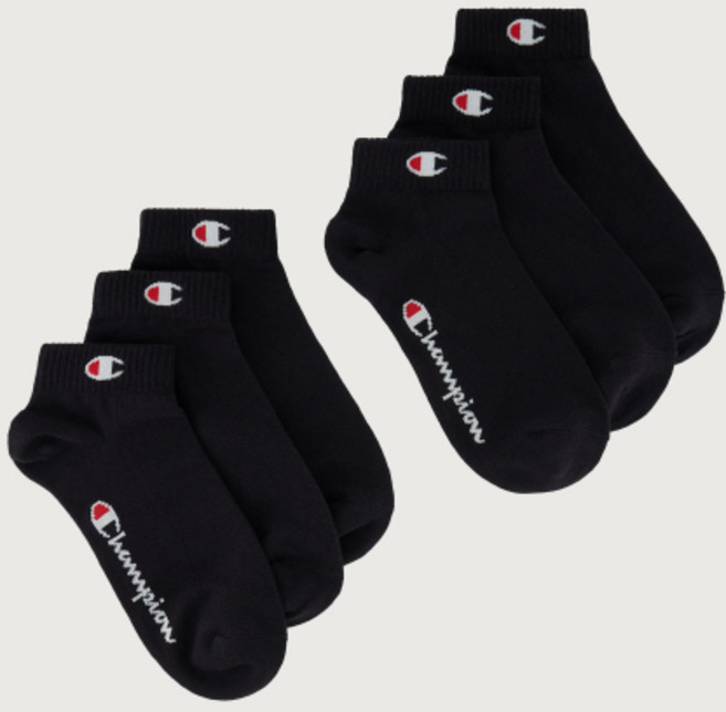 CHAMPION C로고 쿼터랭스 삭스 6PACK Black 201388, M