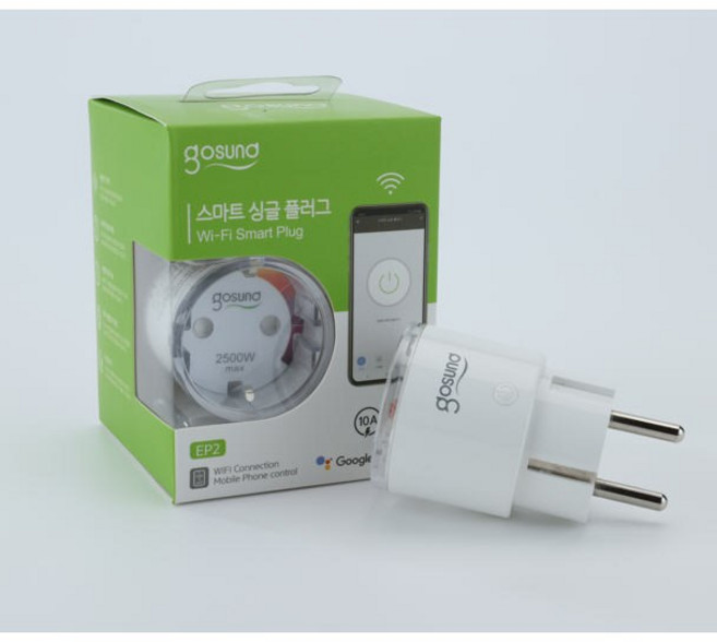 고선드 스마트플러그 iot 원격제어 전력량체크 타이머 전원콘센트 구글홈 스마트싱스연동 스마트스위치, 1개, 화이트, 7.6cm