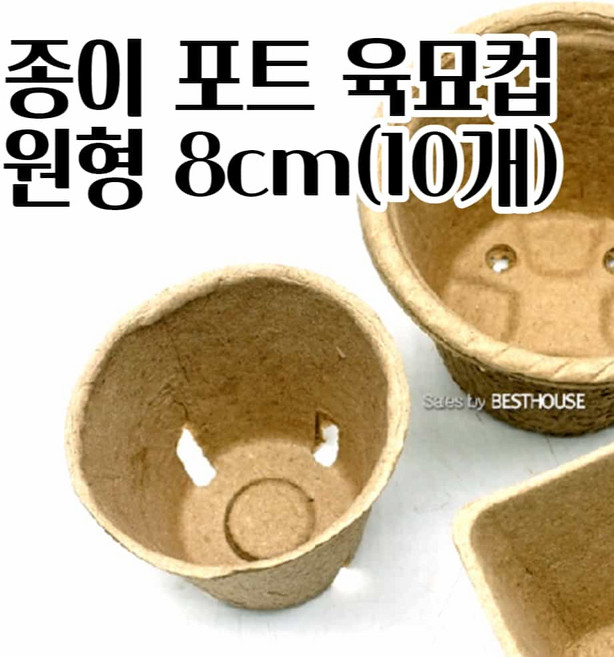 [10개세트] 거름으로 없어지는 삽목용 포트 원형 8cm 사랑화분 심플한화분 클래식화분 삽목상자